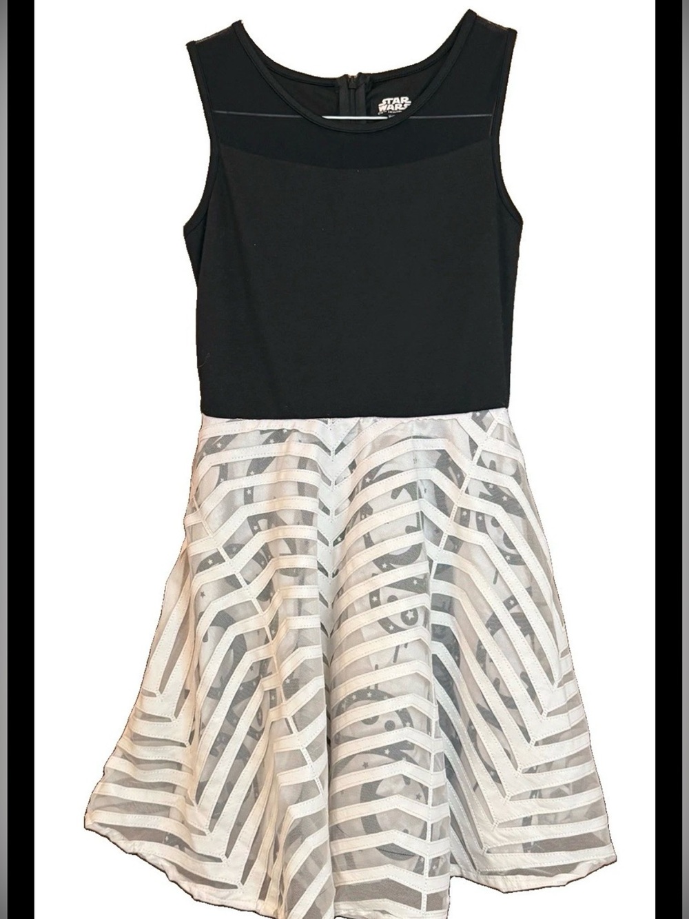 Mad Engine Star Wars Girls BB-8 Chevron Mesh Dress Black White 10/12 M Disney